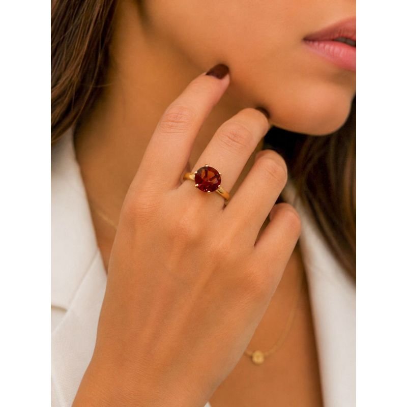 Anel Dourado Solitario Zirconia Banhada a Ouro 18k