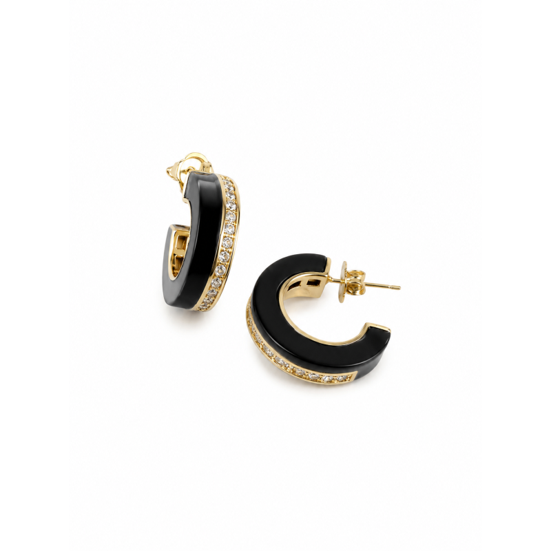 Brinco Dourado Argola Zirconia Madre Banhado a Ouro 18k