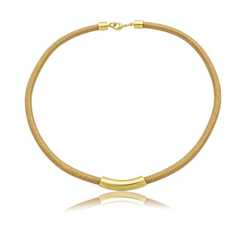 Colar Cordao Encerado Canutilho Banhado a Ouro 18k