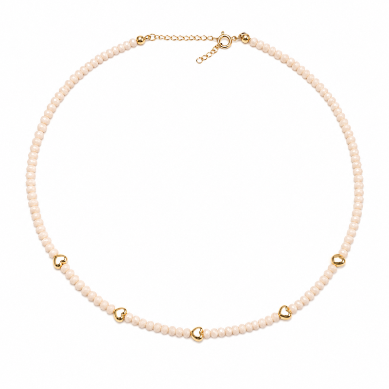 Colar Dourado Cristal Coracao Banhada a Ouro 18k