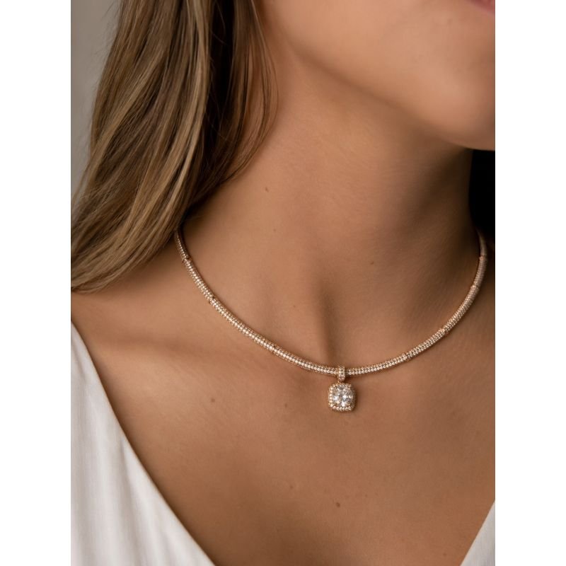 Colar Zirconia Riviera Banhado a Ouro 18k.