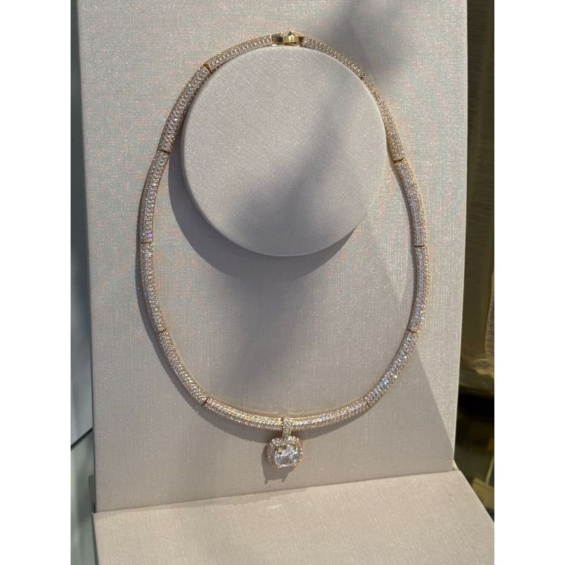 Colar Zirconia Riviera Banhado a Ouro 18k.
