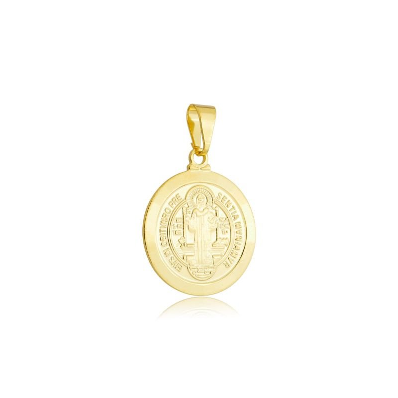 Pingente Medalha Sao Bento Banho de Ouro 18k