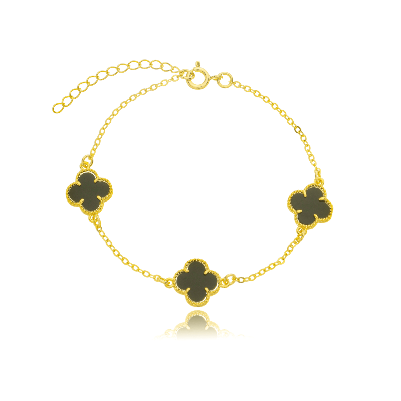Pulseira Trevo Colorida Banhada a Ouro 18k