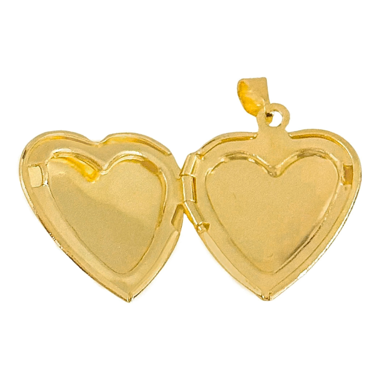 Relicario Coração Zirconia Banhado a Ouro 18k